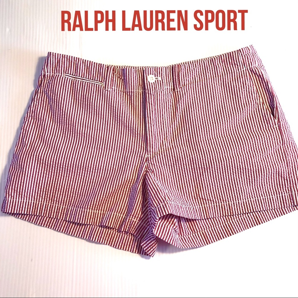 Ralph Lauren Sport Seersucker Shorts Red White 6